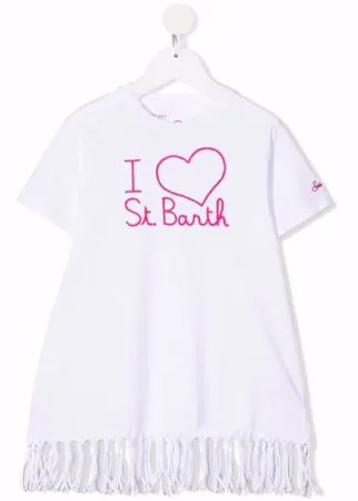 Mc2 Saint Barth Kids платье-футболка с бахромой и логотипом