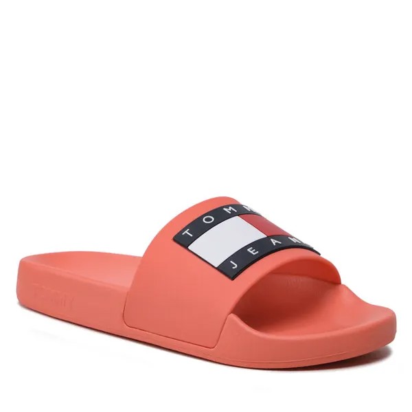 Шлепанцы Tommy Jeans FlagPool Slide, коралл