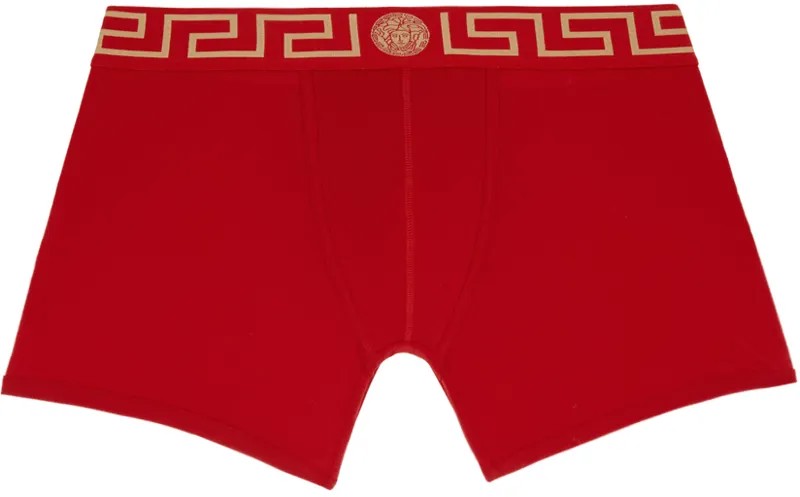 Красный - Длинные боксеры с каймой Greca Versace Underwear