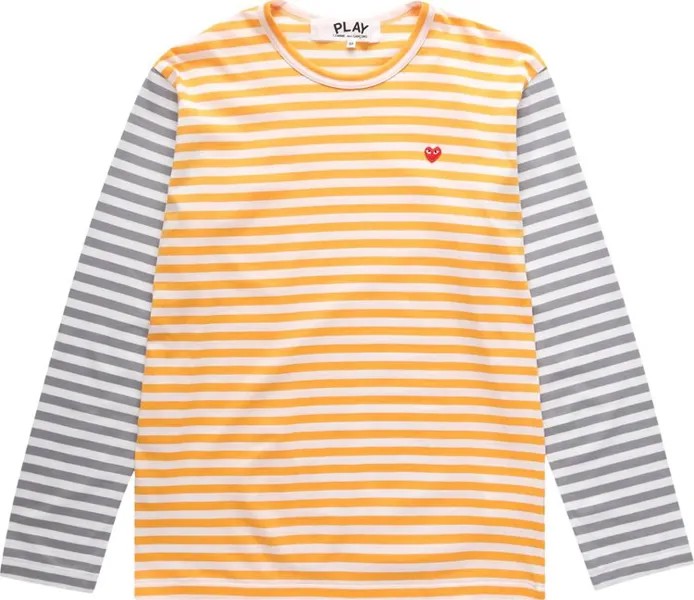 Футболка Comme des Garçons PLAY Bi-Color Striped Long-Sleeve T-Shirt 'Yellow/Grey', желтый