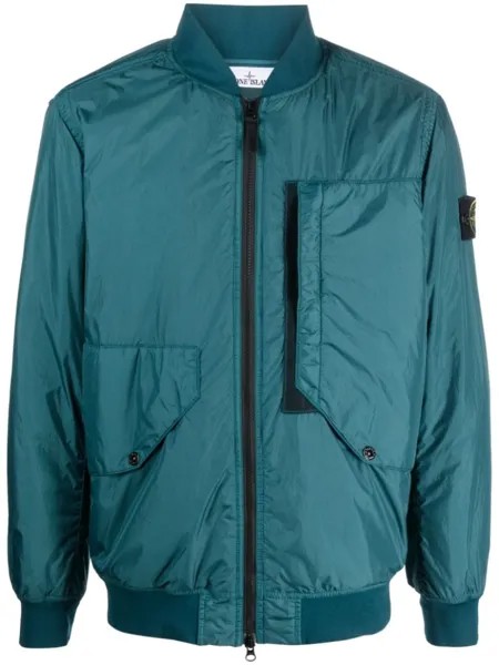 Дутый бомбер с нашивкой Compass Stone Island, синий