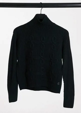 Черный джемпер с высоким воротом и отделкой Karl Lagerfeld