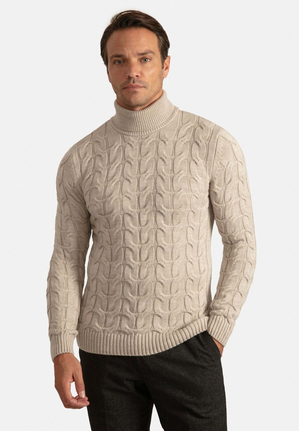 Вязаный свитер NARROW FIT TURTLE NECK PULLOVER Jacey Quinn, цвет beige