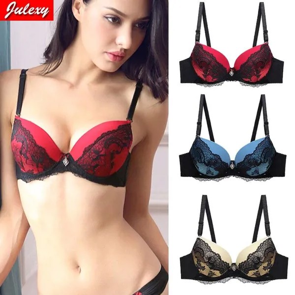 Julexy BC Cup Push Up Bra Сексуальное кружевание для женщин Нижнее белье Brassiere Ajdustable Bralette Ropa Mujer Нижнее белье Бюстгальтеры