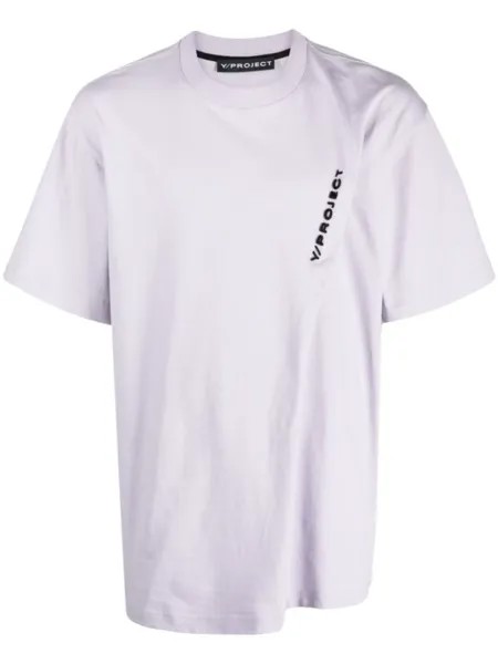 Y/Project Pinched logo-embroidered cotton T-shirt, фиолетовый