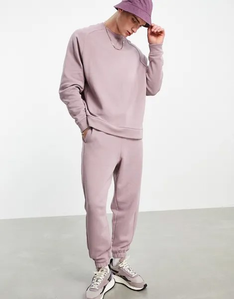 Фиолетовый свитшот в стиле oversized со вставками в рубчик (от комплекта) ASOS DESIGN-Фиолетовый цвет