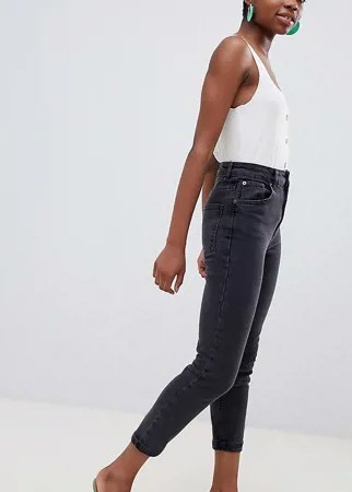 Черные узкие джинсы в винтажном стиле с завышенной талией ASOS DESIGN Petite-Черный цвет