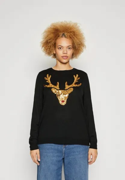 Свитшот ONLY Curve ONCXMAS, цвет black/gold