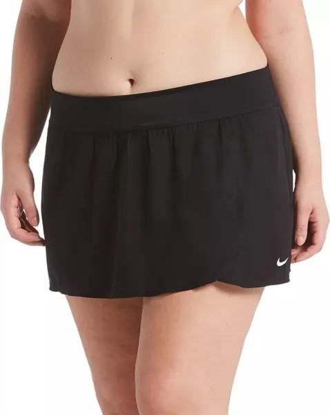 Женская однотонная юбка для плавания Nike больших размеров, черный