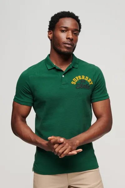 Футболка с воротником и логотипом Vintage Superstate Superdry, зеленый