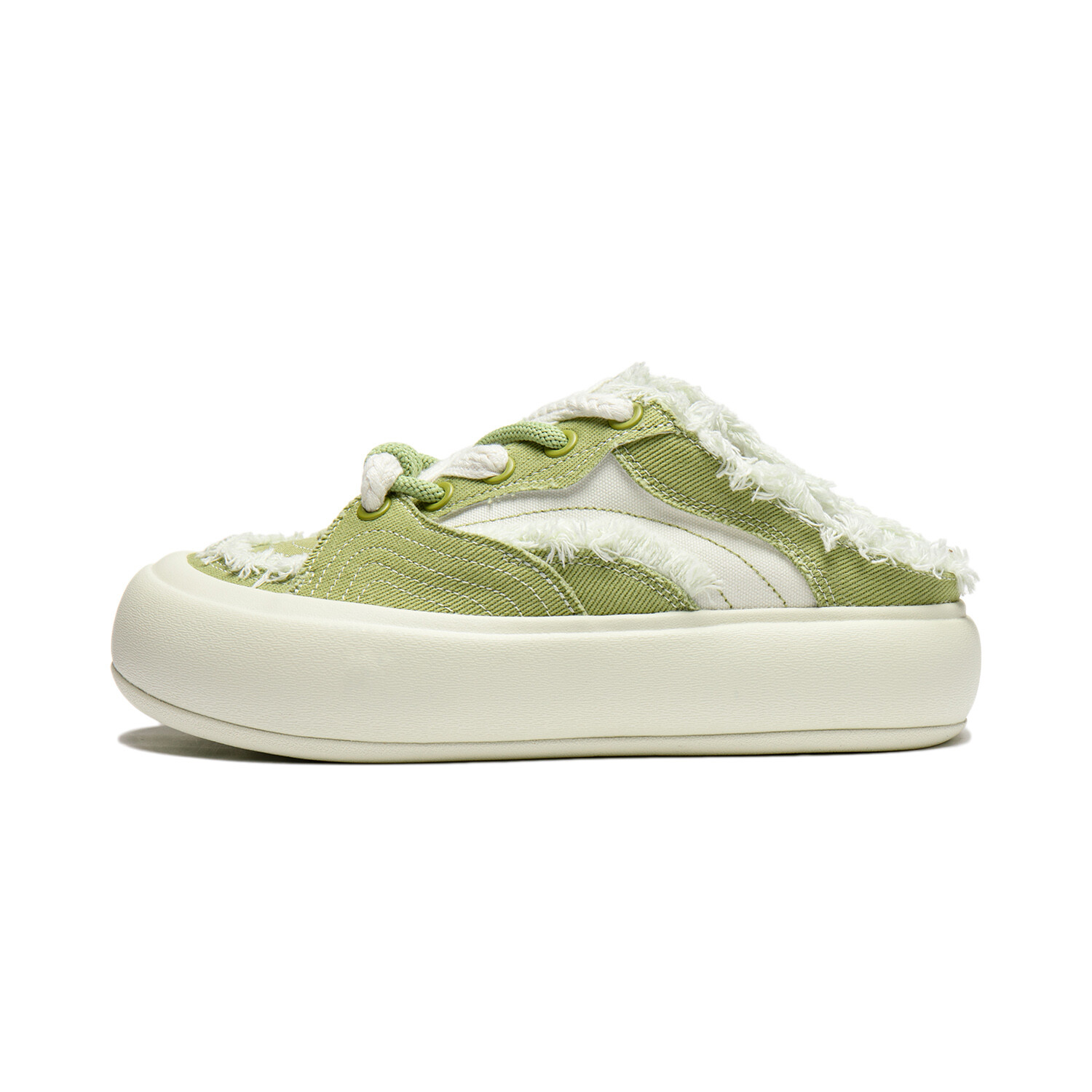 Кроссовки LiNing Puff Mule Skateboarding Shoes Women's Low-top Moss Green/cream White, зеленый