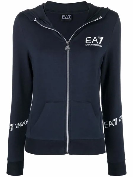 Ea7 Emporio Armani худи с молнией и логотипом