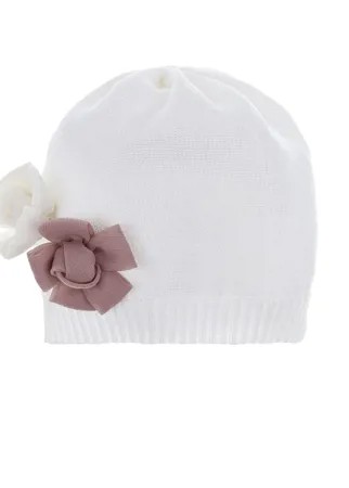 Белая шапка с цветочным декором Catya детская