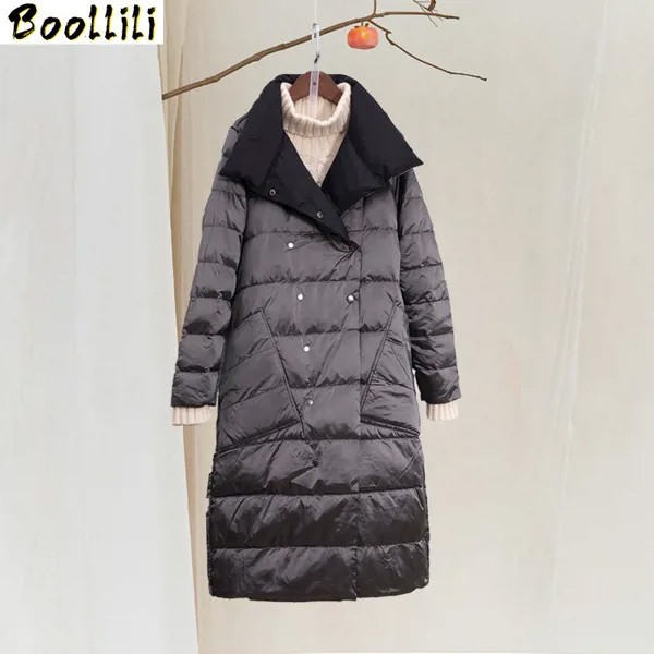 Boollili 90% белая куртка на утином пуху женская одежда 2020 зимнее пальто женское винтажное клетчатое корейское пальто-пуховик теплая парка