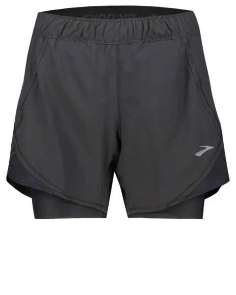 Шорты для бега Chaser 5 дюймов, короткие 2 в 1 Brooks, черный