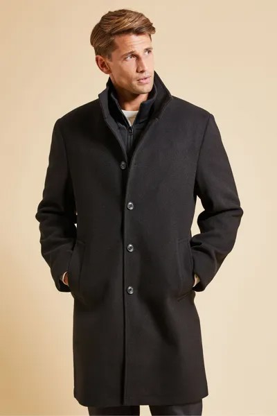 Роскошное многослойное пальто с широким воротником Threadbare, черный