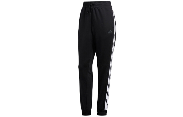 Трикотажные спортивные штаны женские черные/белые Adidas