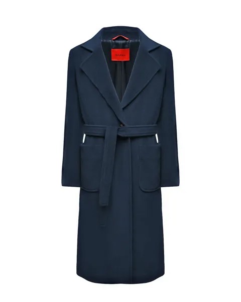 Пальто шерстяное с поясом, синий Max&Co