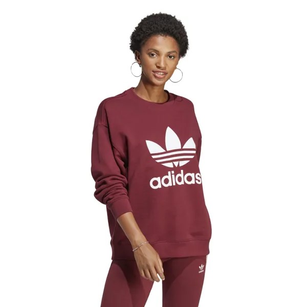 Толстовка Adidas Originals Trefoil Crew, бордовый