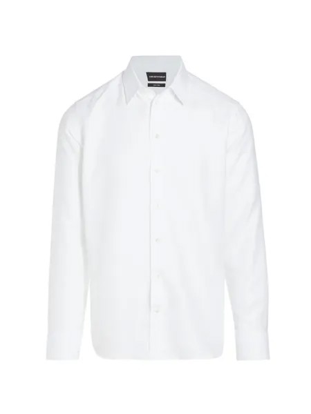 Рубашка на пуговицах из тканого платья Emporio Armani, белый