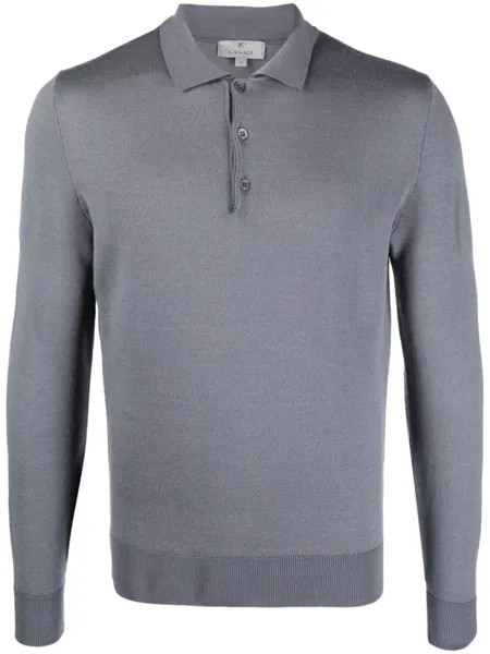 Canali шерстяная рубашка поло тонкой вязки, серый