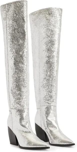 Сапоги Reina Metallic Boots AllSaints, цвет Silver