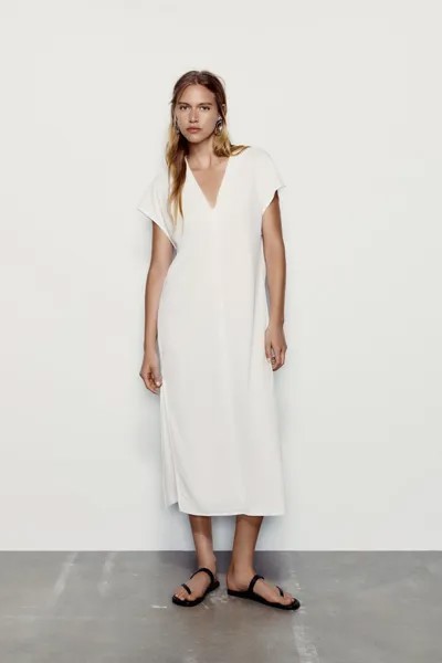 Платье-туника с вырезами ZARA, белый