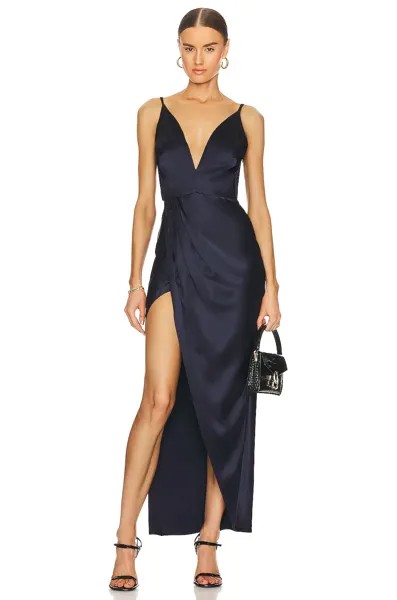 Платье миди fleur du mal Deep Plunge Open Back Midi Slip Dress, цвет Deep Ocean