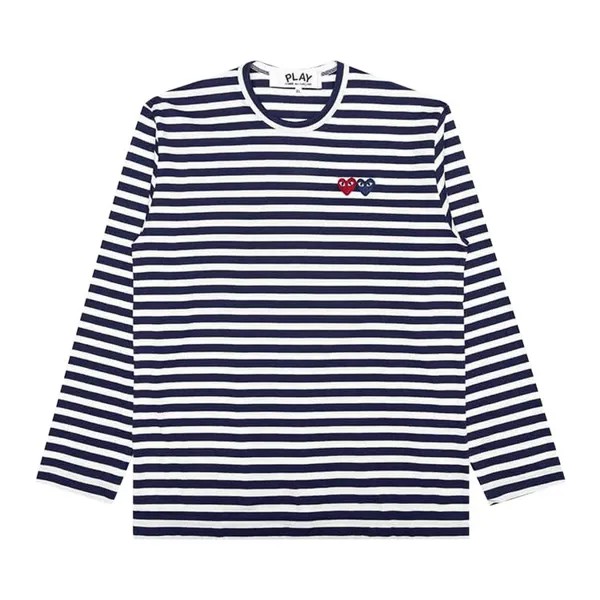 Рубашка Comme des Garçons PLAY Double Heart Striped Shirt 'White/Navy', белый