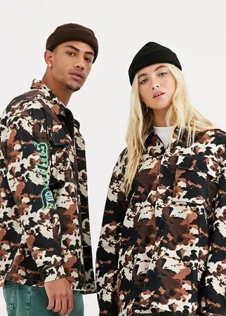 Свободная куртка с камуфляжным принтом COLLUSION Unisex-Коричневый