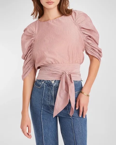 Полосатый топ с завязкой на талии Iris Merlette, цвет Mulberry Multi Stripe