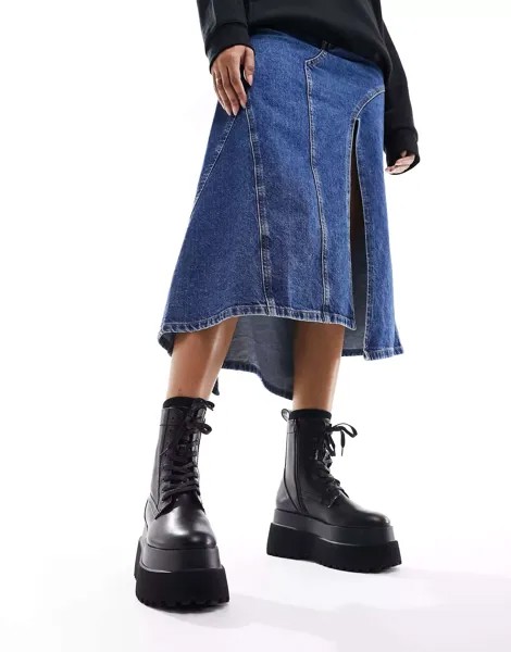 Черные массивные ботинки на шнуровке ASOS Alfresco