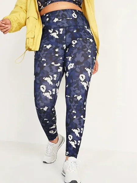Женские леггинсы NWT Old Navy с высокой посадкой PowerPress длиной 7/8, синие с цветочным принтом
