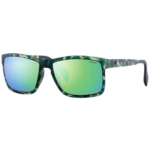 Солнцезащитные очки Italia Independent, прямоугольные, оправа: пластик, спортивные, ударопрочные, с защитой от УФ, зеркальные, зеленый