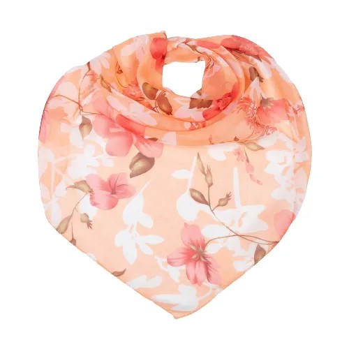 Платок женский текстильный, цвет персик, размер 65х65