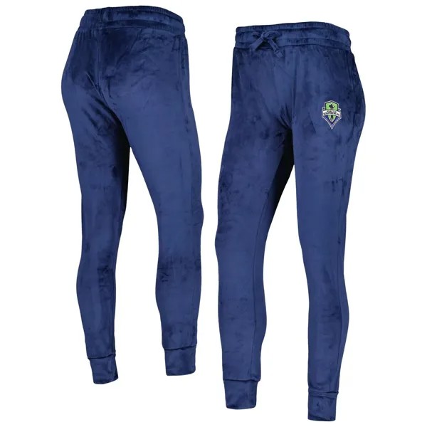 Женские спортивные темно-синие брюки Concepts Seattle Sounders FC Intermission с велюровыми манжетами