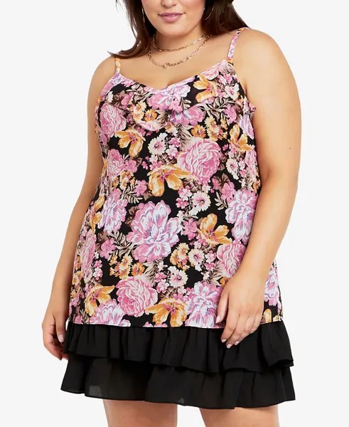 Модный топ без рукавов с принтом Remy больших размеров City Chic, цвет Black Stella Floral