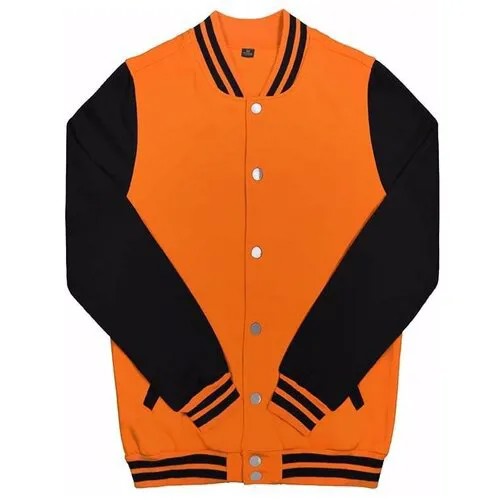 Куртка бомбер / Street Style / Varsity Classic Jacket V 2 / оранжевый с чёрными рукавами / (XXL)