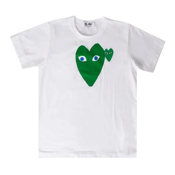 Футболка Comme des Garçons PLAY Heart Logo Short-Sleeve T-Shirt 'White/Green', белый