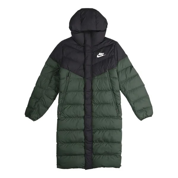 Пуховик Nike Sportswear Windrunner Down Fill Long hooded down Jacket Green, зеленый
