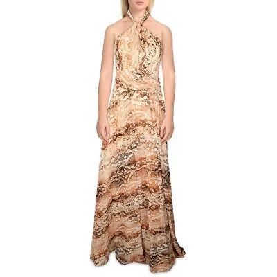 Женское шифоновое вечернее макси-платье Calvin Klein с лямкой на шее BHFO 8955