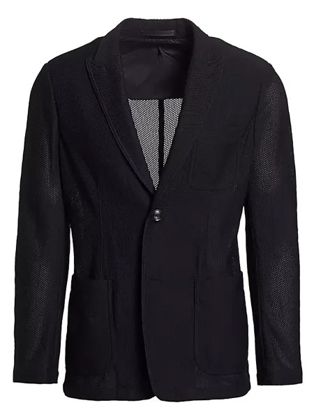 Спортивная куртка из текстурированной шерсти Giorgio Armani, черный