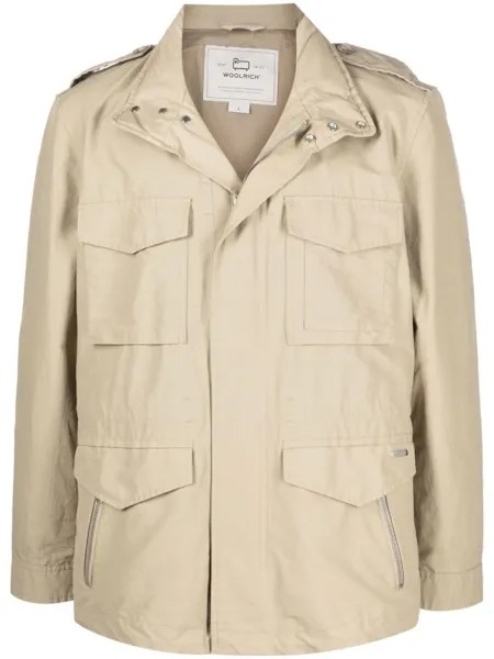 Woolrich куртка в стиле милитари с карманами, нейтральный цвет