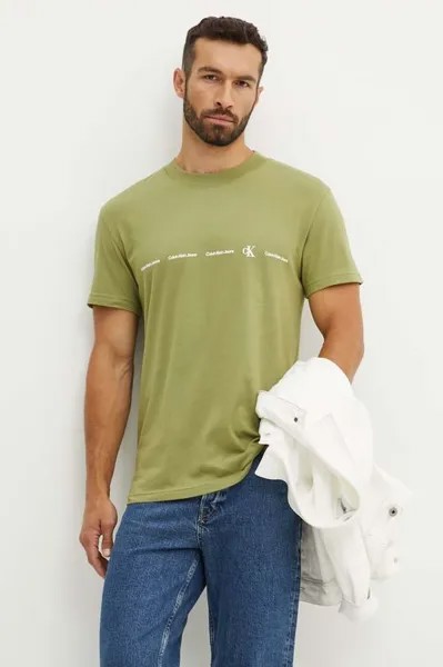 Хлопковая футболка Calvin Klein Jeans, зеленый