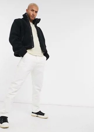 Черная укороченная куртка из искусственного меха ASOS DESIGN-Черный