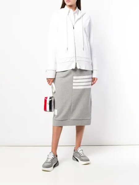 Худи на молнии с полосками по центру на спине Thom Browne, белый