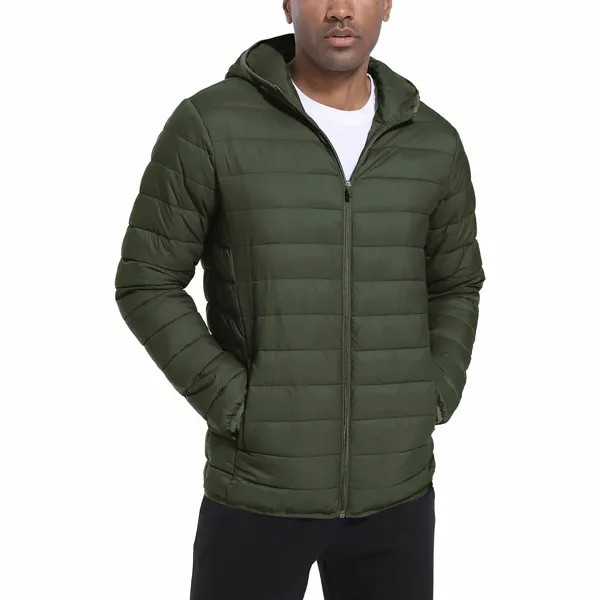Утепленная легкая куртка с капюшоном Tacvasen Puffer Water-Repellent Windbreaker, зеленый