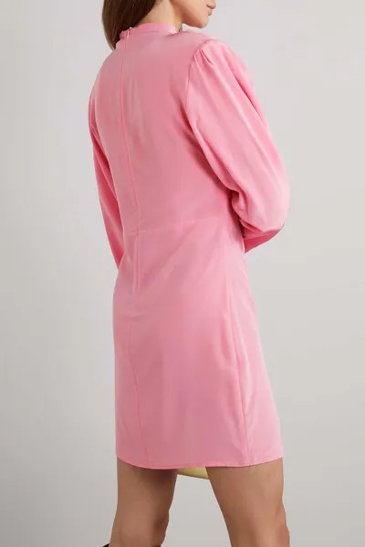 ENVELOPE1976 Платье мини из шелкового крепдешина со сборками Jet, розовый