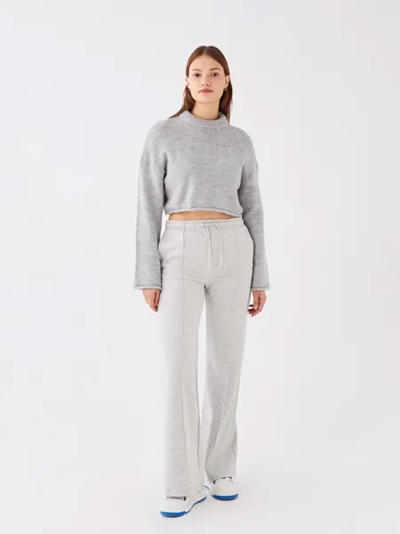 Женские однотонные спортивные штаны с эластичной резинкой на талии LCW Casual, серый меланж