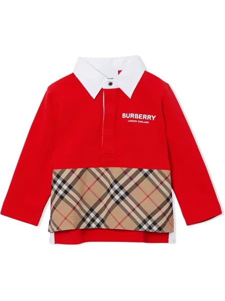 Burberry Kids рубашка-поло со вставкой в клетку